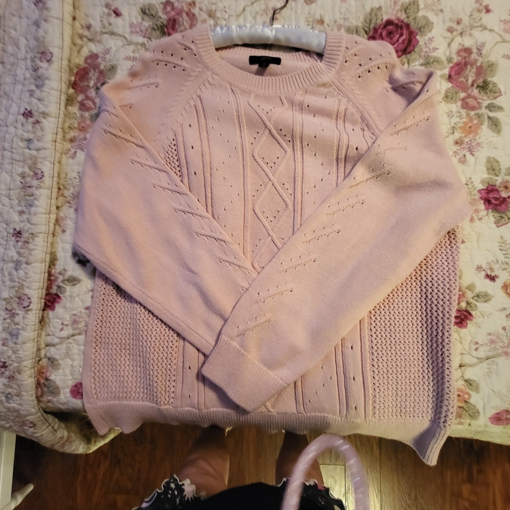 J Crew pale pink sweater, no snags or stains